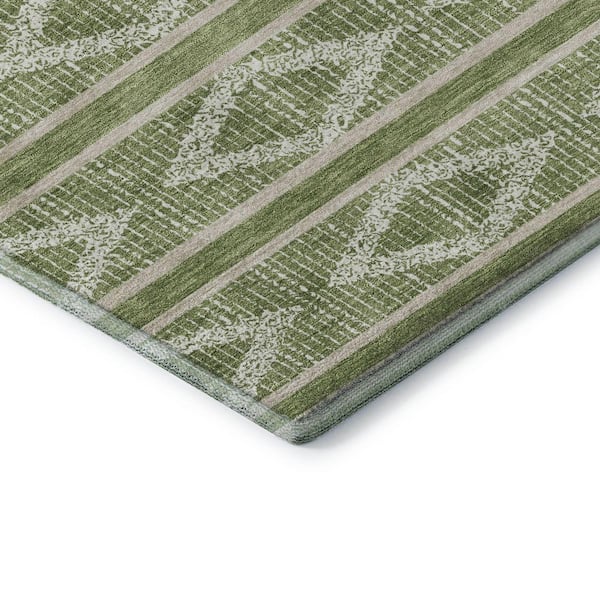 Mayfield Premium Machine Washable Abstract AMF1029 Green 3 ft. x 4 ft. Area Rug