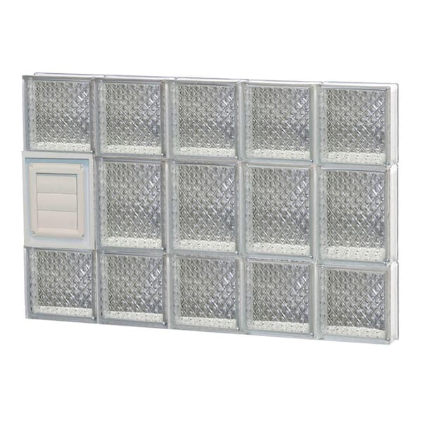 Clearly Secure 28.75 in. x 19.25 in. x 3.125 in. Frameless Diamond Pattern Glass Block Window with Dryer Vent