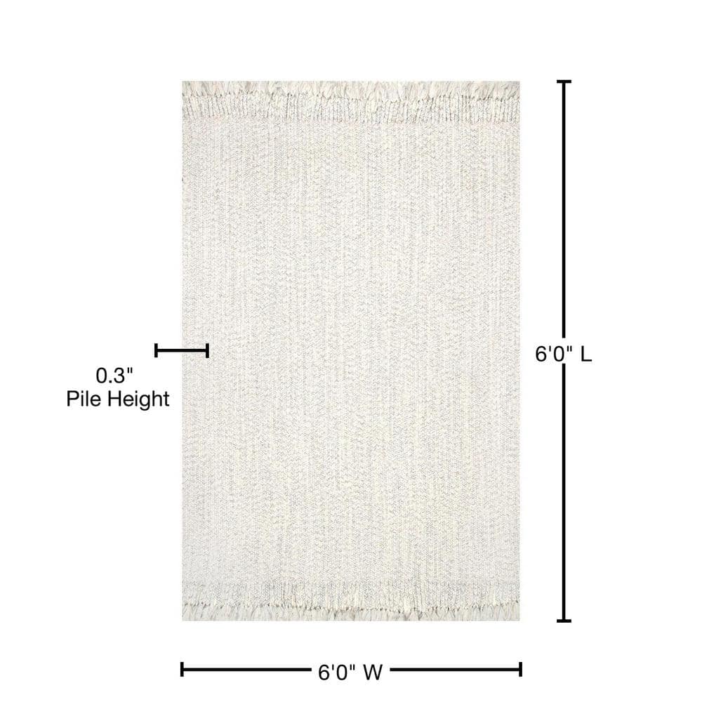 Ivory Braided Square Synthetic Indoor/Outdoor Rug