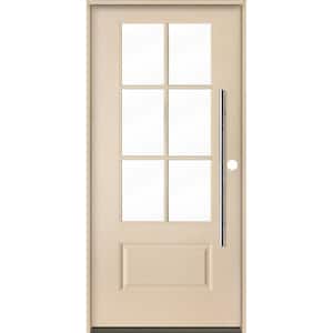 Farmhouse Faux Pivot 36 in. x 80 in. 6-Lite Left-Hand/Inswing Clear Glass Unfinished Fiberglass Prehung Front Door