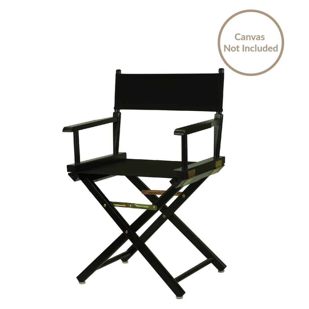 Sleek Black 18" Director's Chair with Foldable Hardwood Frame