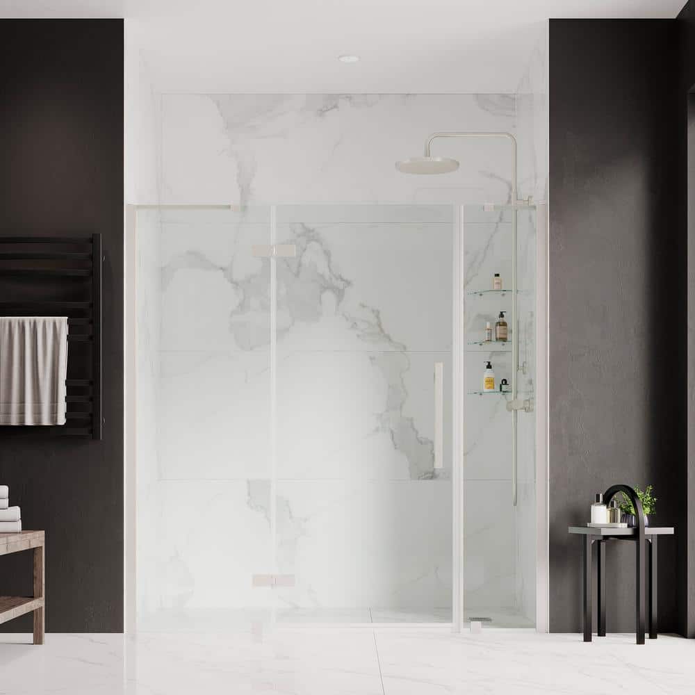 Tampa Satin Nickel Frameless Shower Kit with Clear Glass Panels
