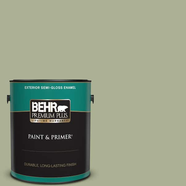 BEHR PREMIUM PLUS 1 gal. #PPU10-06 Spring Walk Semi-Gloss Enamel Exterior Paint & Primer