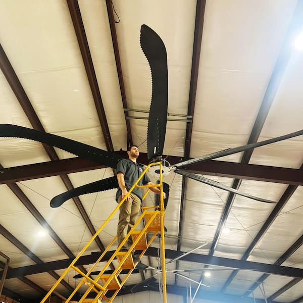 15 ft. High Output HVLS Industrial Ceiling Fan for 17,650 sq. ft. Coverage 1.0 HP 120 RPM - 220-Volt, Black Housing
