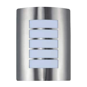 View 9 in. W 1-Light Stainless Steel Outdoor Wall Lantern Sconce