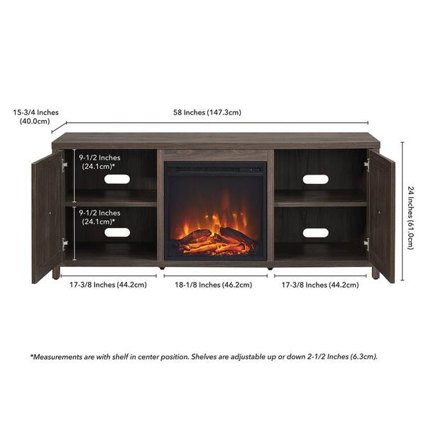 Alder Brown Tv Stand, Corner Tv Stand With Fireplace 65 Cm