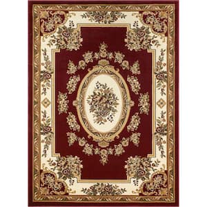 Timeless Le Petit Palais Red 7 ft. x 9 ft. Traditional Classical Area Rug