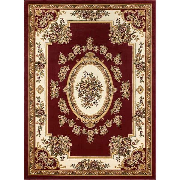 Well Woven Timeless Le Petit Palais Red 7 ft. x 9 ft. Traditional Classical Area Rug