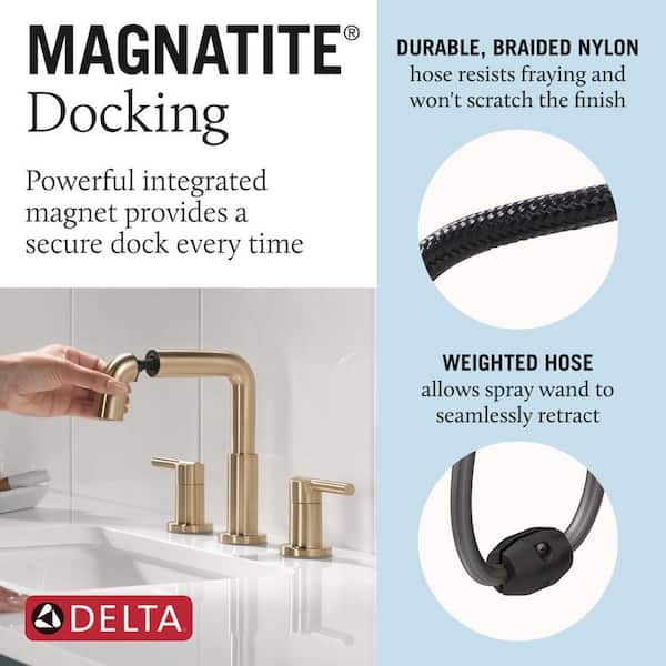 Delta Nicoli Gold Pull-Down Spout 8 in. Widespread Double Handle