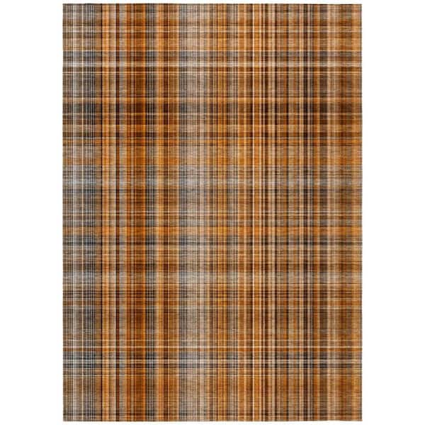 Terracotta 10 ft. x 14 ft. Woven Plaid Rectangle Indoor/Outdoor Area Rug