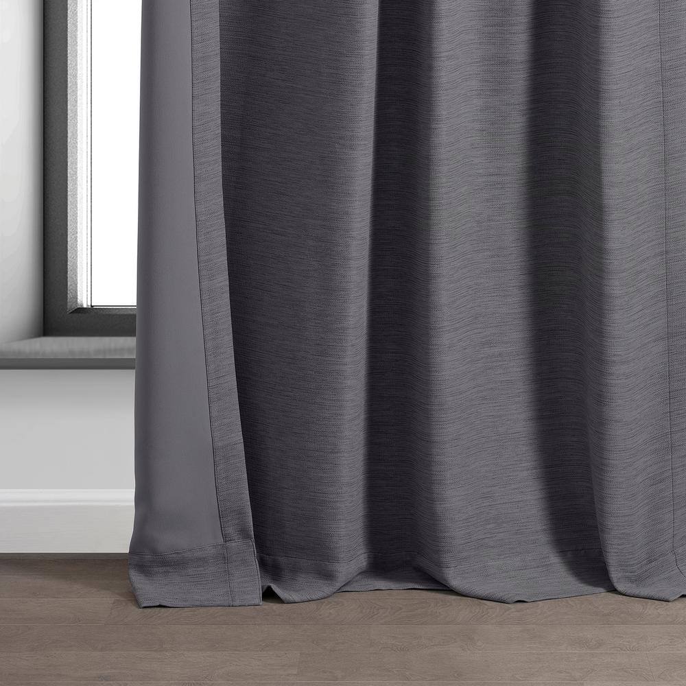 Armour Grey Polyester Blackout Puddle Length Window Panel