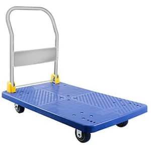 19 cu. ft. Metal Garden Cart Platform Truck with 1320 lbs. Weight Capacity and 360-Degree Swivel Wheels for Loading-Blue