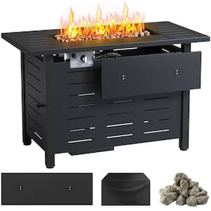 40 in. Outdoor Metal Rectangular Propane Gas Fire Pit Table with Cover