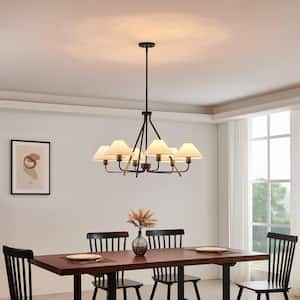 6-Light Black Chandelier Light with Taper Fabric Shades