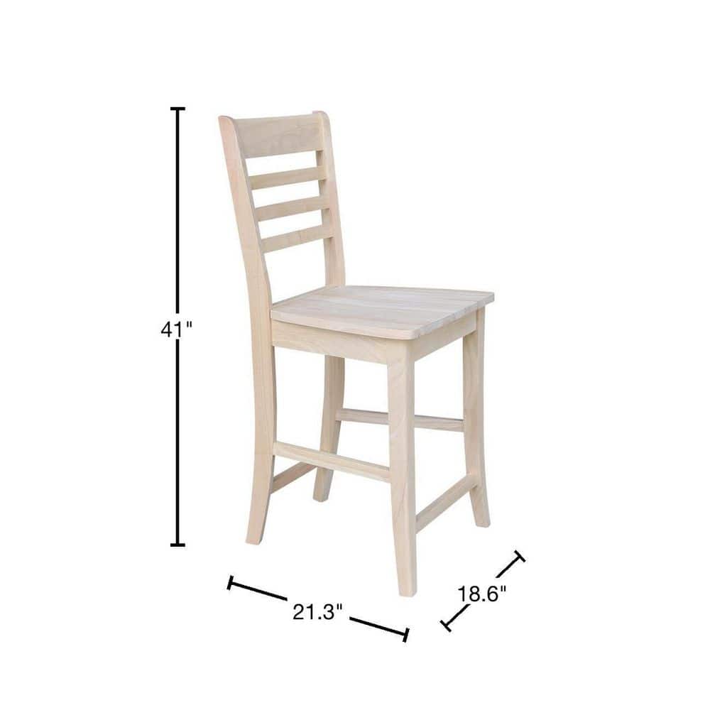 Roma 24-Inch Unfinished Solid Wood Counter Stool