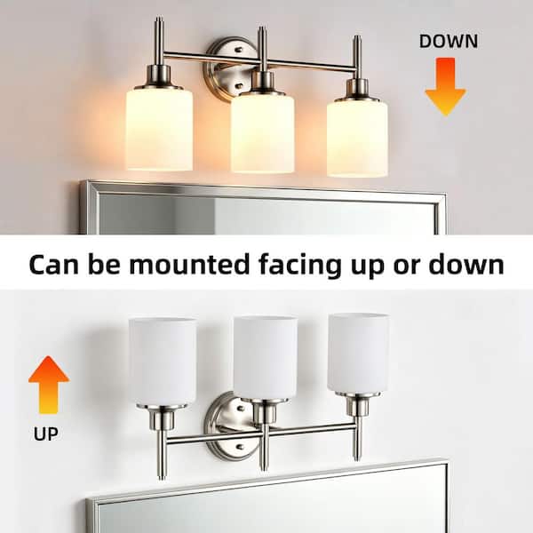 Edvivi 21 in. 3-Light Brushed Nickel Modern Hardwired Bathroom