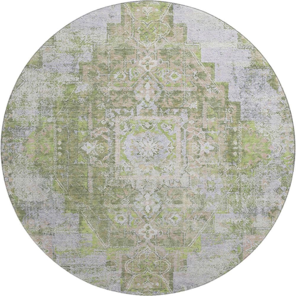 Mayfield Premium Machine Washable Abstract AMF2140 Aloe 8 ft. x 8 ft. Round Rug price history on PriceWatchPro