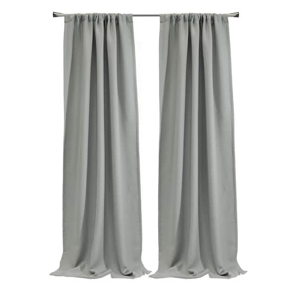 Birmingham Silver Polyester Textured 52 in. W x 84 in. L Dual Header Indoor Room Darkening Curtain (Single Panel)