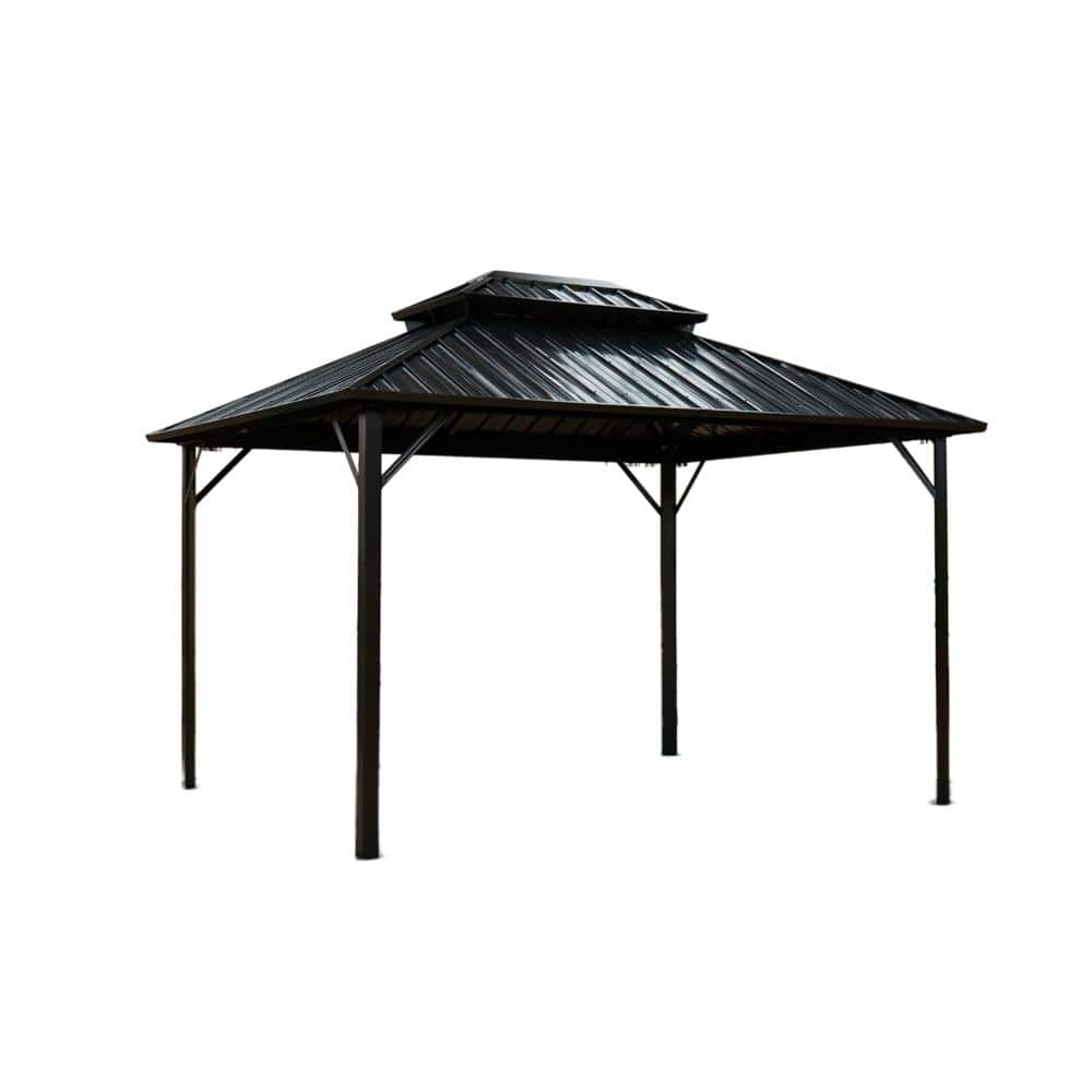 10 ft. x 10 ft. Double-Roof Steel Gazebo – Hardtop, Aluminum Frame, Weatherproof & Rust-Resistant, Black price history on PriceWatchPro