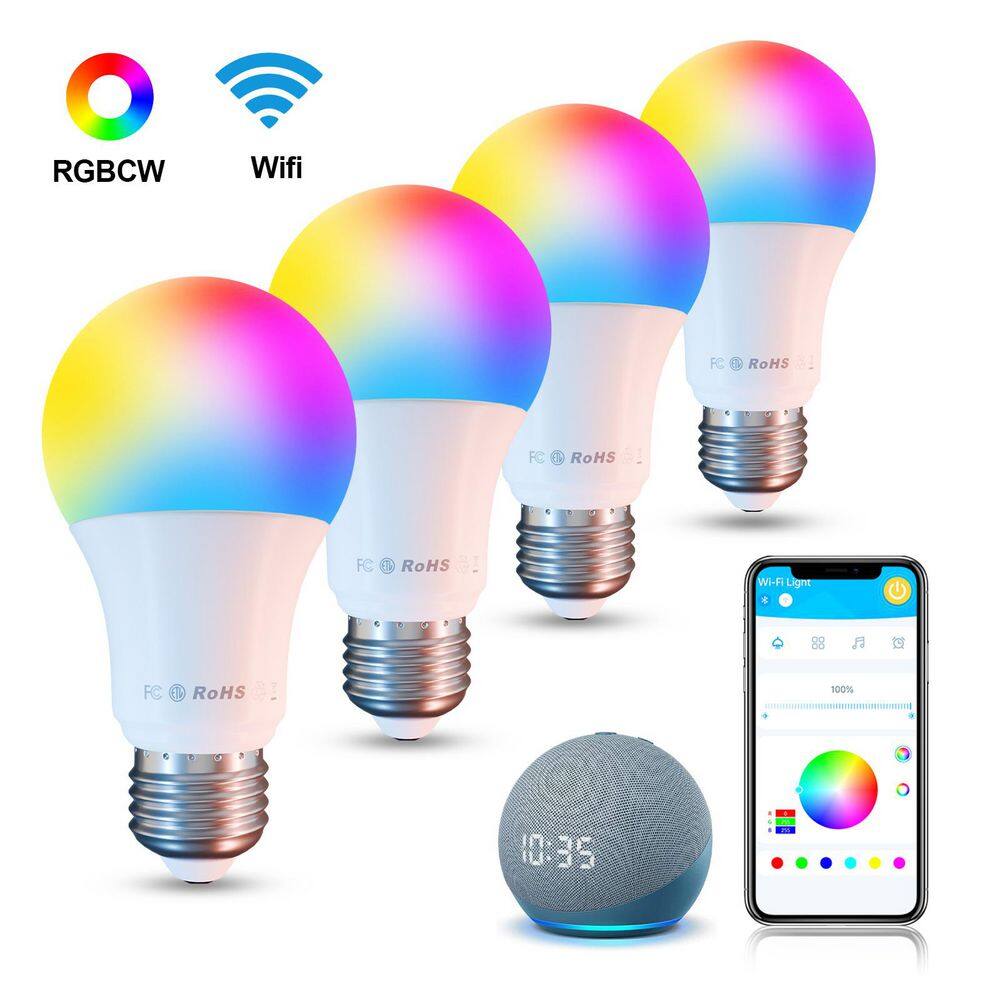 60-Watt Equivalent A19 Matter Smart E26 LED Light Bulb, RGB, 27K-65K, Alexa/Google/ SmartThings (4-Pack) price history on PriceWatchPro