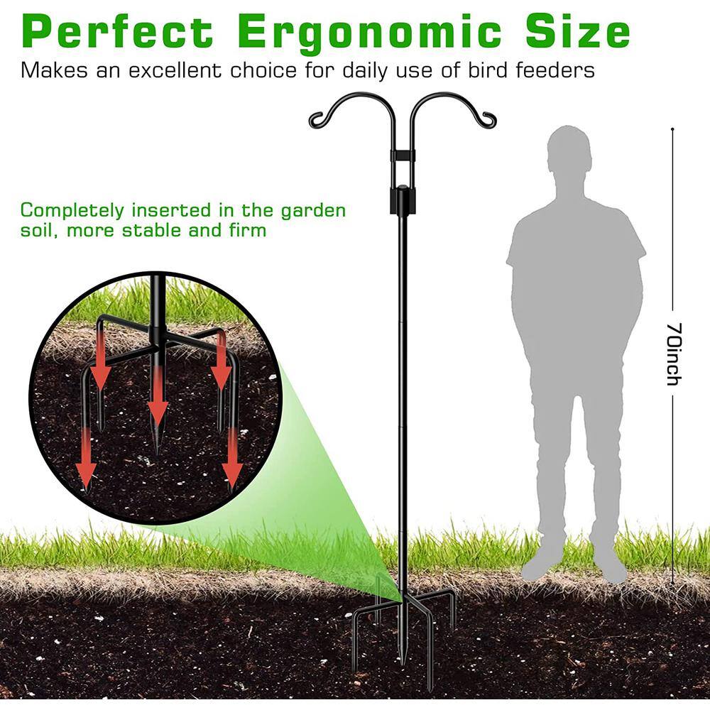 65-Inch Black Adjustable Metal Shepherd's Hook Set