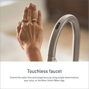 Sto Single-Handle Smart Touchless Pull Down Sprayer Kitchen Faucet with Voice Control and Power Clean in Brushed Gold