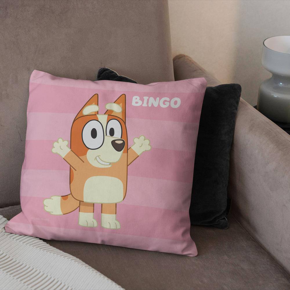 Pink and Orange Polyester Kids Square Throw Pillow, 18 x 18 inches
