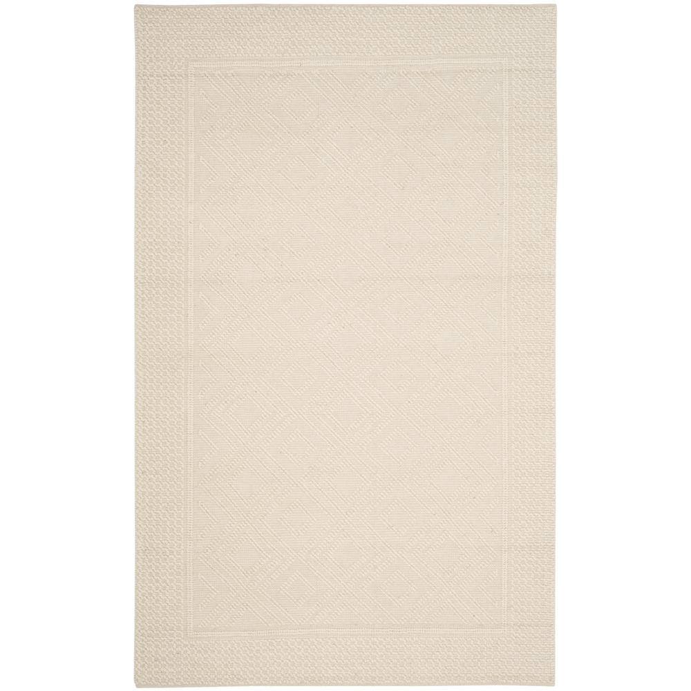 Ivory Hand-Knotted Wool Rectangular 6' x 9' Area Rug