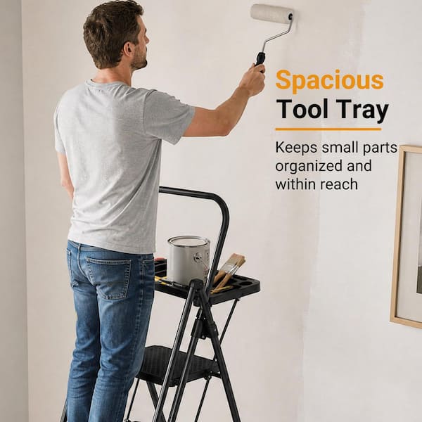 5.9 ft. Steel Folding Step Ladder (10 ft. Reach Height) with 500 lb. Load Capacity Type IAA Duty Rating with Tool Tray