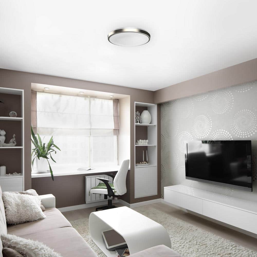 Brushed Nickel 10" Dimmable LED Flush Mount Ceiling Light