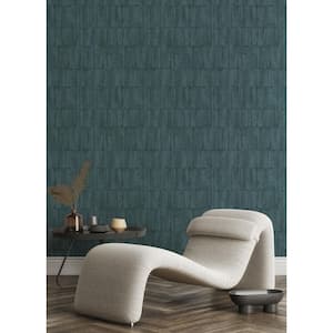 Buck Blue Teal Horizontal Paper Textured Non-Pasted Wallpaper Roll