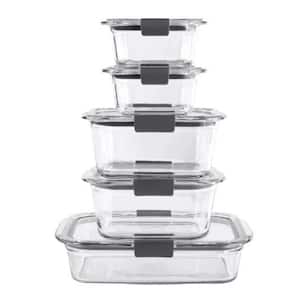 10-Piece Brilliance Glass Food Storage Set 5 Containers With Lids Dishwasher-Safe, Microwave-Safe, Freezer-Safe
