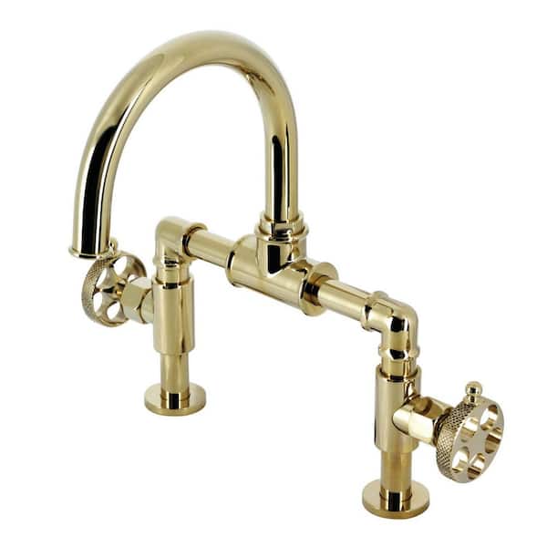 Kingston Brass KS4982QL Polished Brass Milano 1.2 GPM Widespread Bathroom  Faucet with Pop-Up Drain Assembly 