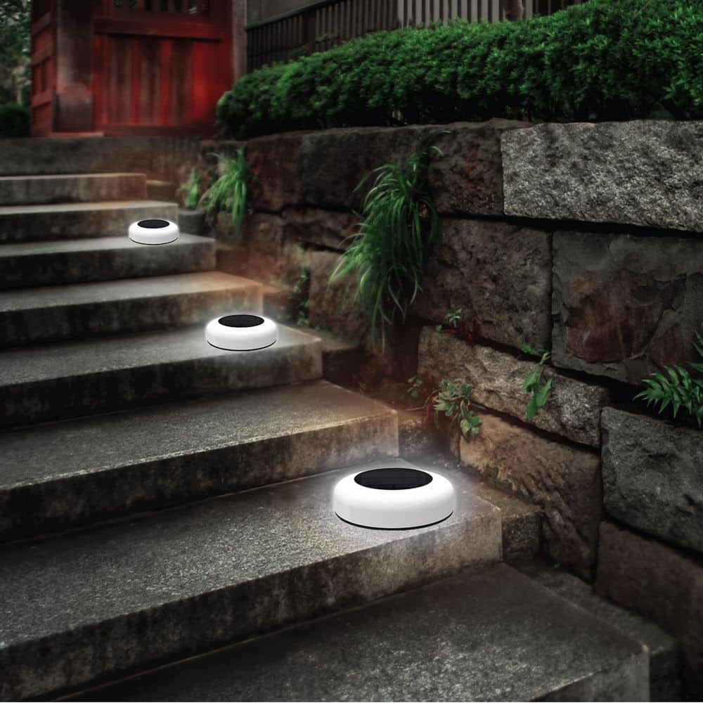 Bell + Howell Solar Powered White 3-Modes LED Path Lights Outdoor