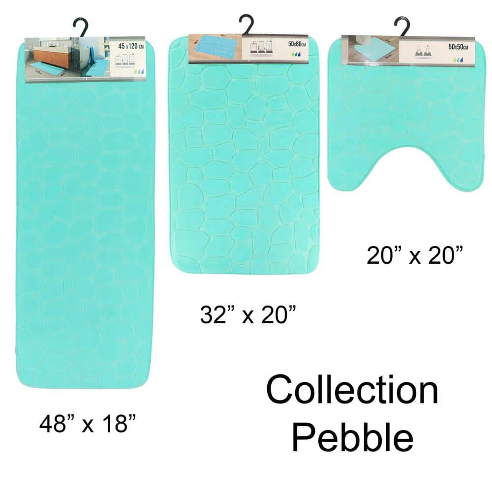 Aqua Blue Memory Foam Pebble Contour Bath Rug 20" x 20"