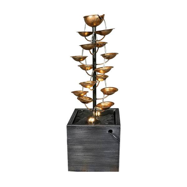 Unbranded 31 in. Metal Freestanding Water Tiered Fountain Floor Water Features for Indoor/Outdoor