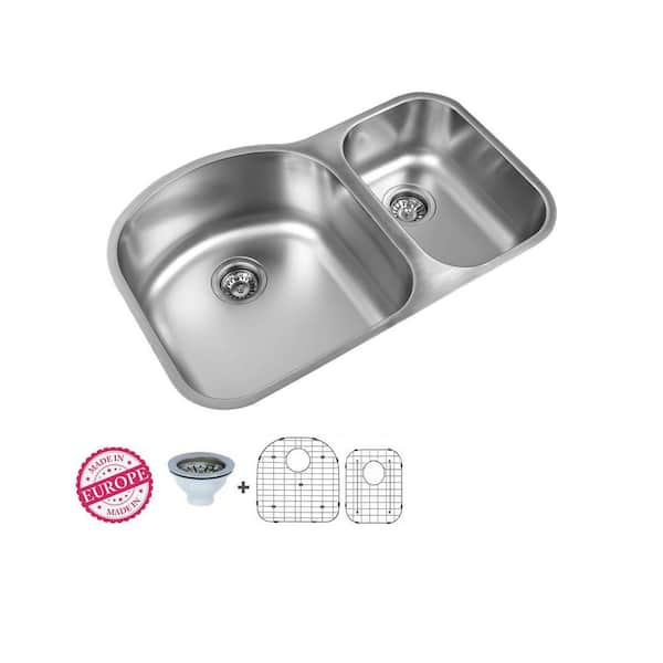 31.5 in. Double Bowl 70/30 split Undermount Stainless Steel Kitchen Sink