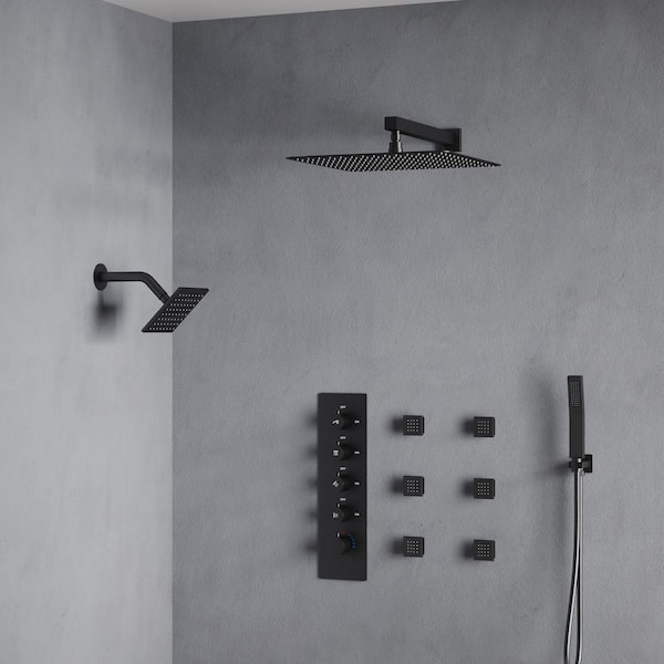 EVERSTEIN 15-Spray Fixed and Handheld Shower Head with 16 in. Wall