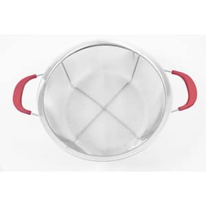 9" Reinforced Stainless Steel Mesh Colander w/Red