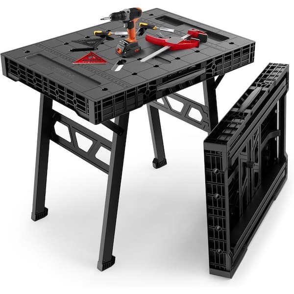 34 in W x 24 in D. Portable Folding Workbench, Lightweight Heavy Duty Shed Shelving Table for Garage and Workshop