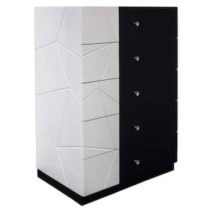 Berlin 5-Drawer Black/White Chest 44 in. H x 30 in. W x 19 in. D