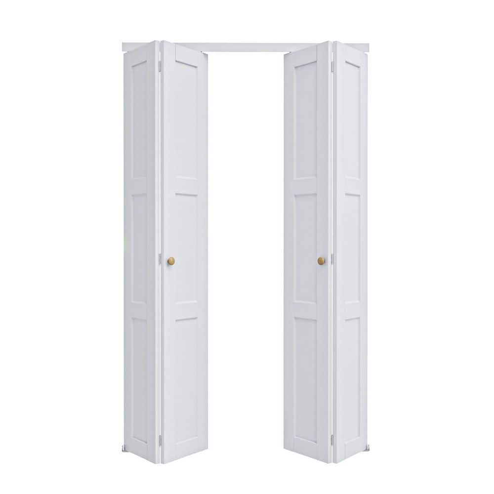 48 in. x 96 in. 3 Panel Solid Core MDF White Primed Composite Interior Closet Bi-Fold Door with Hardware price history on PriceWatchPro