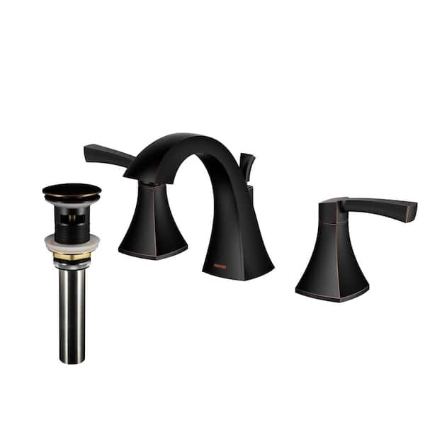 Karran Randburg Widespread 2-Handle Three Hole Bathroom Faucet with Matching Pop-up Drain in Oil Rubbed Bronze