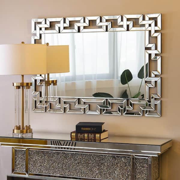 KOHROS 46 in. W x 31 in. H Rectangle Frameled silver Mirror