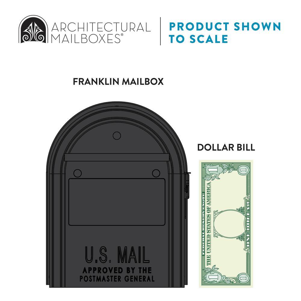 Franklin Medium Black Steel Post Mount Mailbox with Nickel Accents