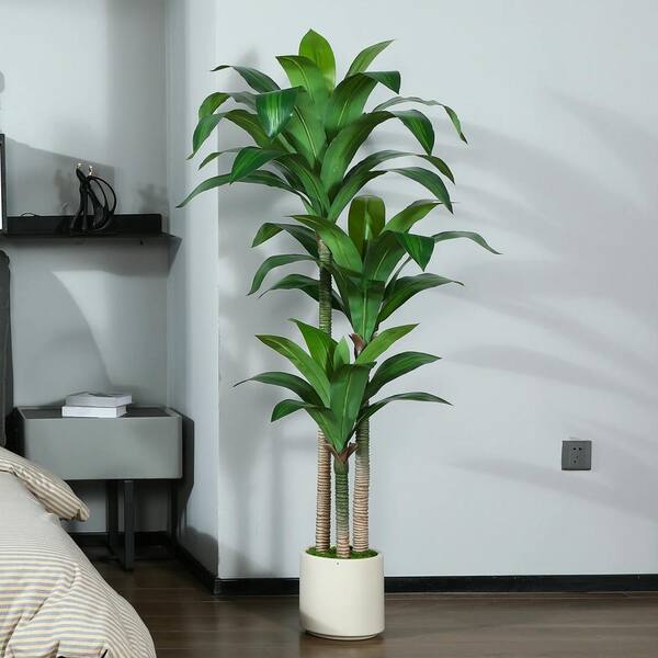 DR.Planzen 5 ft. Artificial Dracaena Tree with Large White Planter, Faux Tropical Potted Silk Plant HWC-YJ-DBPBXT1.5m-1 DR.Planzen 5 ft. Artificial Dracaena Tree with Large White Planter, Faux Tropical Potted Silk Plant HWC-YJ-DBPBXT1.5m-1