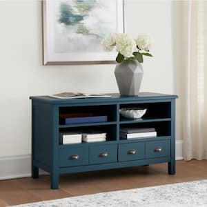 Whitehaven Charleston Blue Wood TV stand with Adjustable Shelves and Two Drawers (45 in. W x 26 in. H)