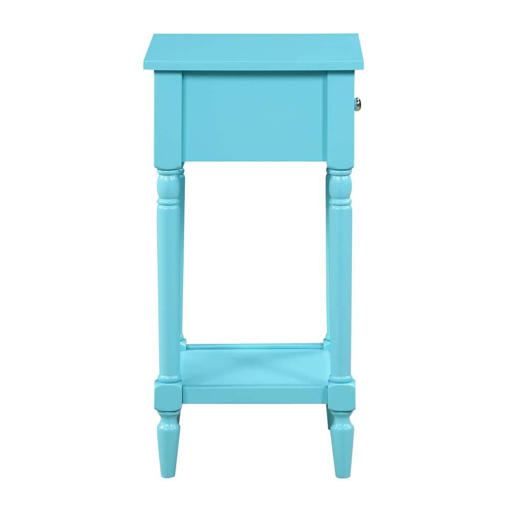 French Country Khloe Sea Foam Accent Table with Storage Shelf