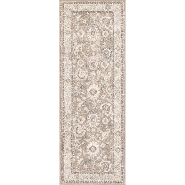 Unique Loom Penrose Krystle Beige Brown 2 ft. 2 in. x 6 ft. Runner Rug ...