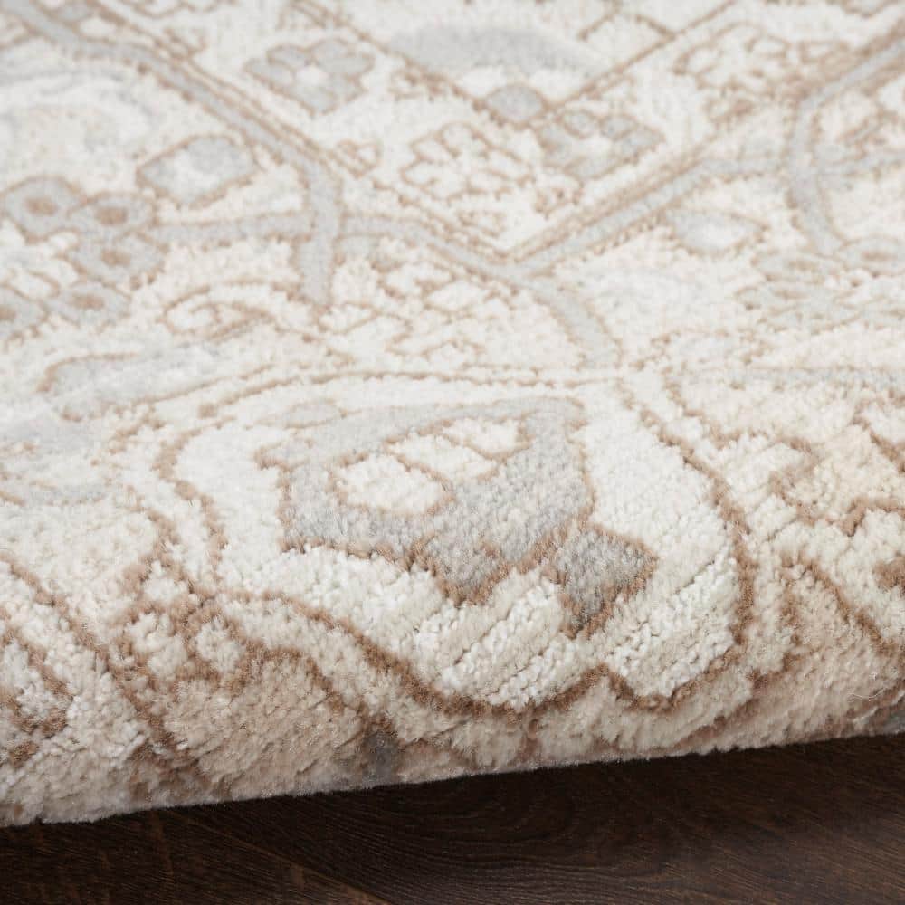 Beige Rectangular Floral Synthetic 8' x 10' Area Rug